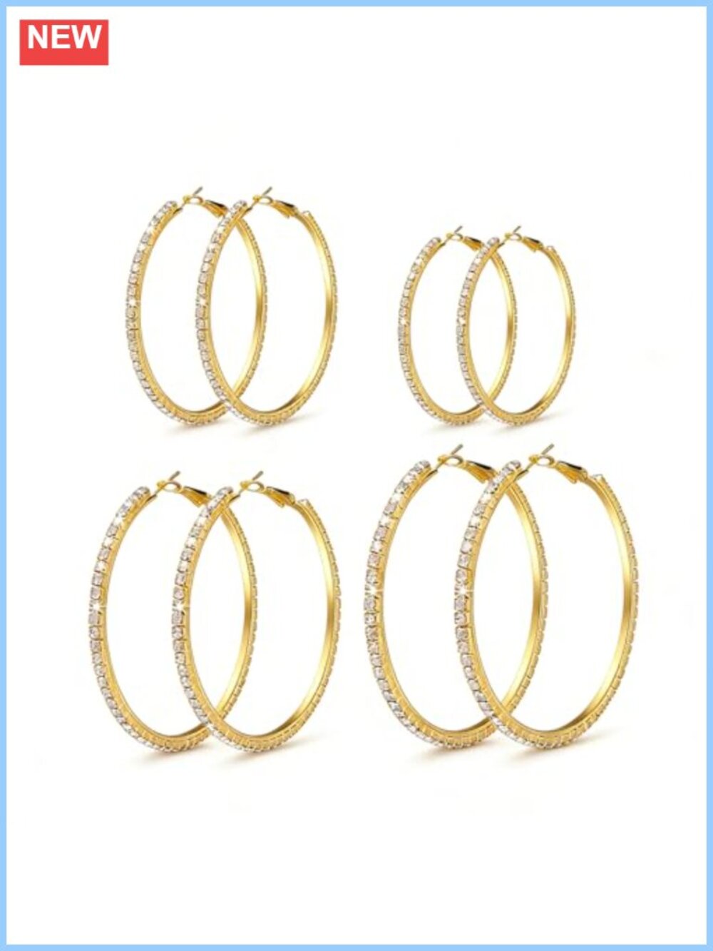 14k Gold Plated Hoop Earrings Set Hypoallergenic Stainless Steel